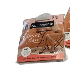 No Nonsense Almost Bare Pantyhose Women Beige Mist Sheer Lace Panty 2pk Size B